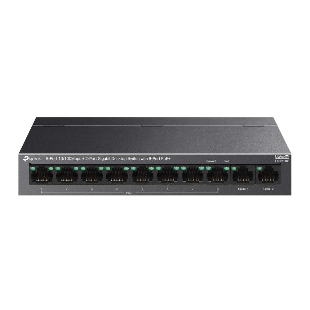 LS1210P New 8-Port 10/100Mbps+2-Port Gigabit Desktop Switch with 8-Port PoE+